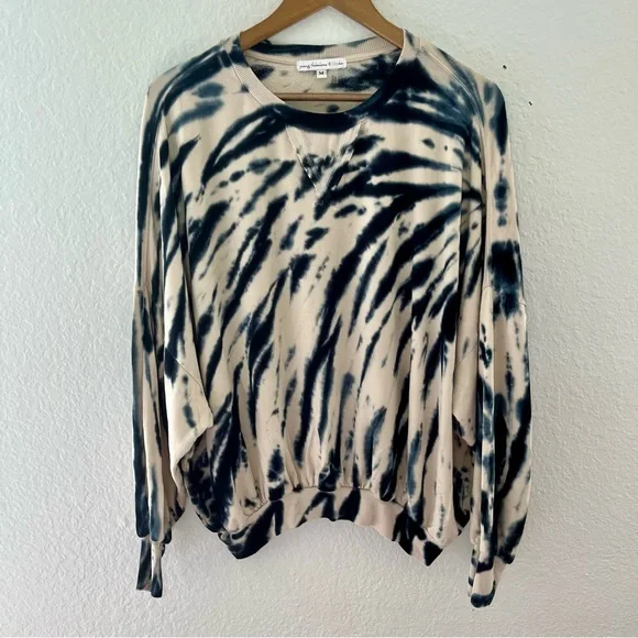 YOUNG FABULOUS & Broke JULIETTE TIE DYE OVERSIZED SWEATSHIRT SZ M BLUE SAFARI - Picture 3 of 11
